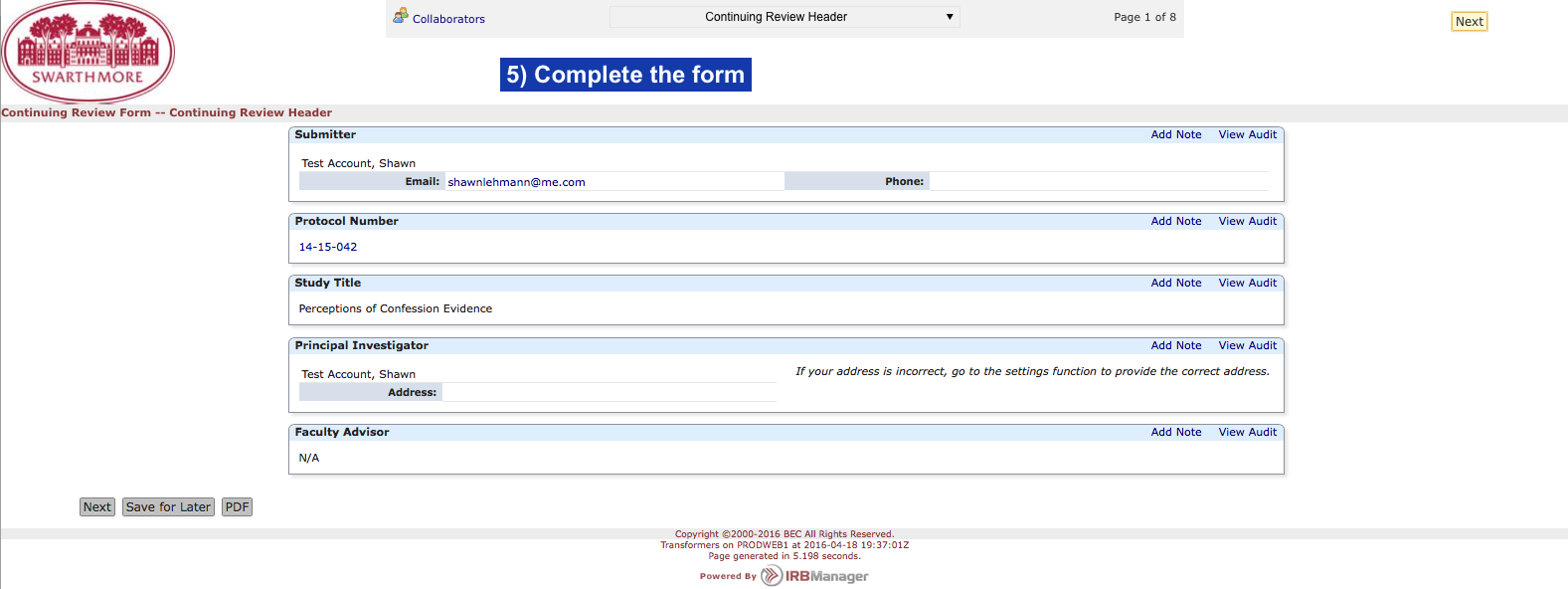 Renewing Your Study Institutional Review Board Swarthmore College